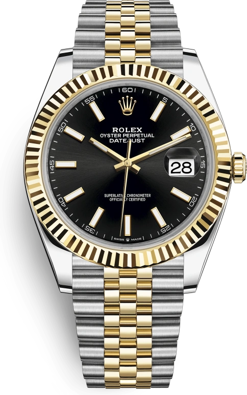 Rolex,Datejust 41 41mm,41mm,Yellow Gold,Stainless Steel,Black,Automatic,Day,70hours,126333,126333-0014