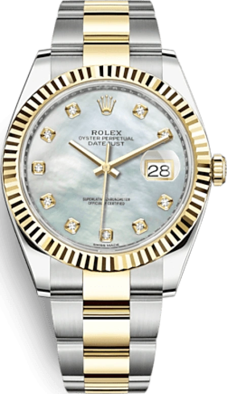 Rolex,Datejust 41 41mm,41mm,Yellow Gold,Stainless Steel,White,Automatic,Day,70hours,126333,126333-0017