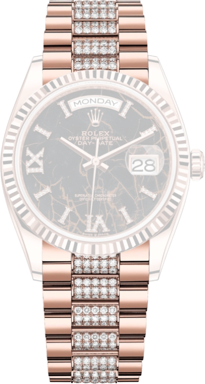 Rolex,Day-Date 36 36mm,36mm,Rose Gold,Black,Automatic,Date,Day,128235,128235-0042