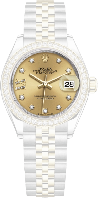 Rolex,Lady-Datejust 28mm,28mm,Yellow Gold,Stainless Steel,Champagne,Automatic,Day,55hours,279383RBR,279383RBR-0021