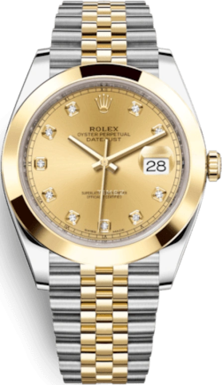 Rolex,Datejust 41 41mm,41mm,Yellow Gold,Stainless Steel,Champagne,Automatic,Day,70hours,126303,126303-0012