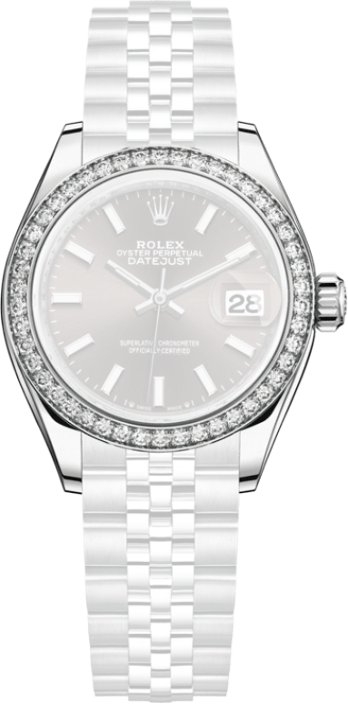 Rolex,Lady-Datejust 28mm,28mm,White Gold,Stainless Steel,Grey,Brown,Automatic,Day,55hours,279384RBR,279384RBR-0013
