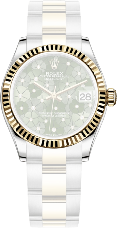 Rolex,Datejust 31 31mm,31mm,Yellow Gold,Stainless Steel,Green,Automatic,Day,55hours,278273,278273-0031