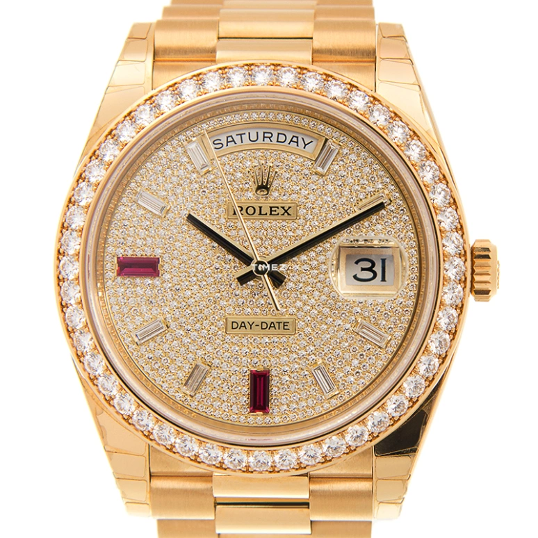Rolex,Day-Date 36 40mm,40mm,Yellow Gold,Silver,Automatic,Date,Day,228348RBR Ruby