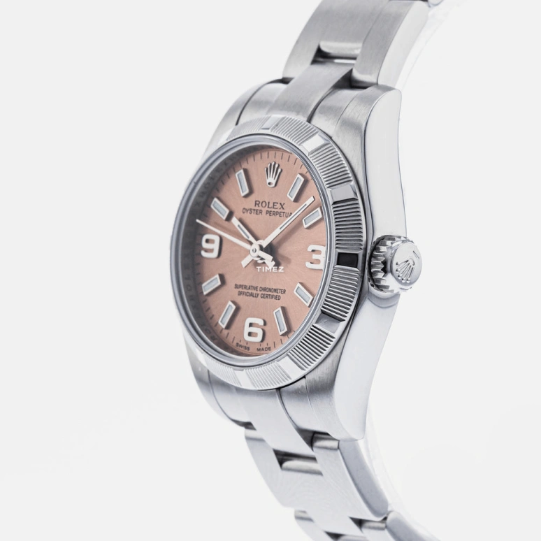 Rolex,Oyster Perpetual 26mm,26mm,Stainless Steel,Pink,Salmon,Automatic,48hours,In-house Caliber,176210 Pink