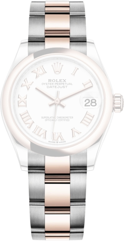 Rolex,Datejust 31 31mm,31mm,Rose Gold,Stainless Steel,White,Automatic,Day,55hours,278241,278241-0001