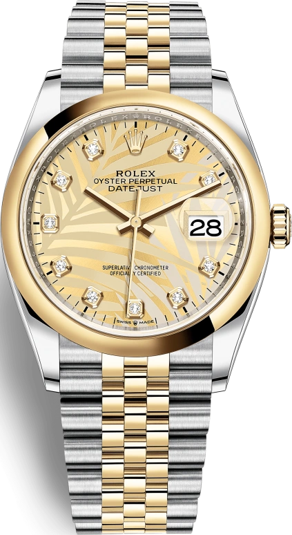 Rolex,Datejust 36 36mm,36mm,Yellow Gold,Stainless Steel,Champagne,Automatic,Day,70hours,126203,126203-0043