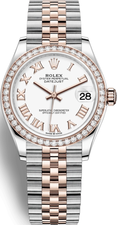 Rolex,Datejust 31 31mm,31mm,Rose Gold,Stainless Steel,White,Automatic,Day,55hours,278381RBR,278381RBR-0004