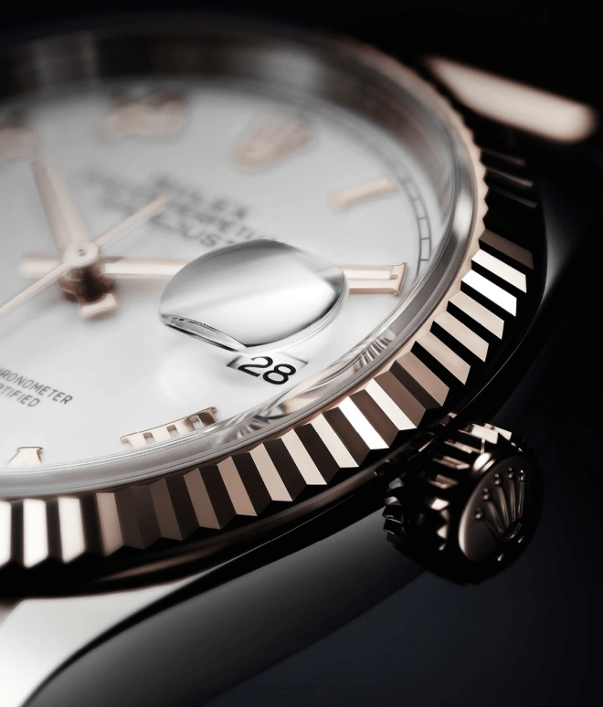 Rolex,Datejust 36 36mm,36mm,Rose Gold,Stainless Steel,White,Automatic,Day,70hours,126231,126231-0016