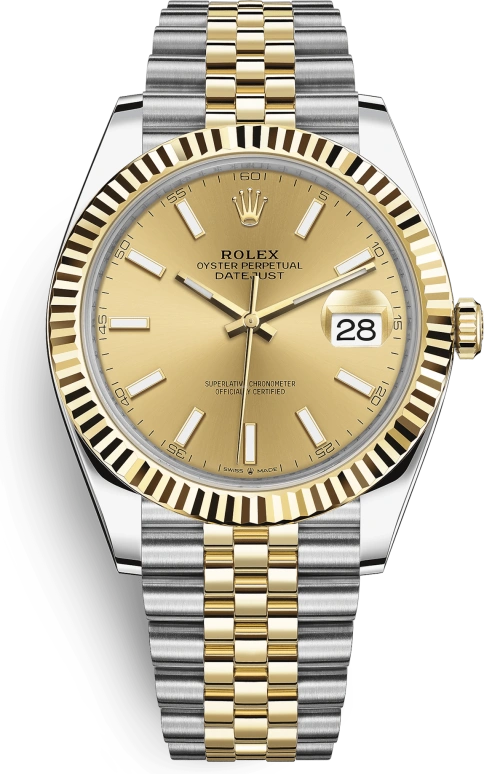 Rolex,Datejust 41 41mm,41mm,Yellow Gold,Stainless Steel,Champagne,Automatic,Day,70hours,126333,126333-0010
