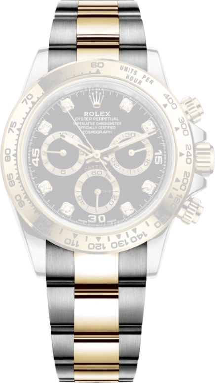 Rolex,Daytona 40mm,40mm,Yellow Gold,Stainless Steel,Black,Automatic,Chronograph,Column Wheel,116503,116503-0011