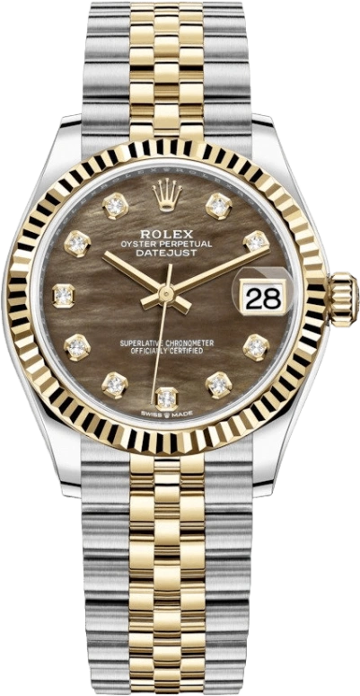 Rolex,Datejust 31 31mm,31mm,Yellow Gold,Stainless Steel,Black,Automatic,Day,55hours,278273,278273-0024