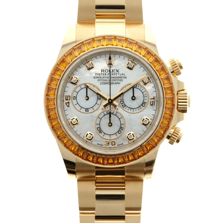 Rolex,Daytona 40mm,40mm,Yellow Gold,White,Automatic,Chronograph,72hours,Tom Terrific,Comeback Kid,Tom Brady,Drake,116578SACO