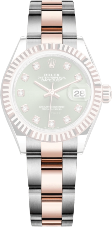 Rolex,Lady-Datejust 28mm,28mm,Rose Gold,Stainless Steel,Green,Automatic,Day,55hours,279171,279171-0008
