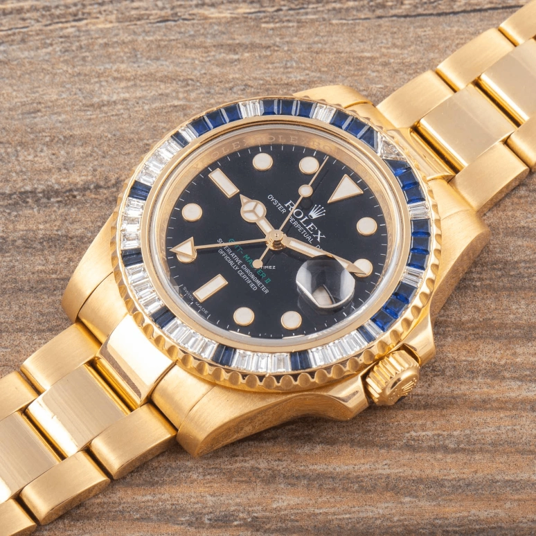 Rolex,GMT-Master II 40mm,40mm,Yellow Gold,Black,Automatic,Day,Dule Time,116748SA