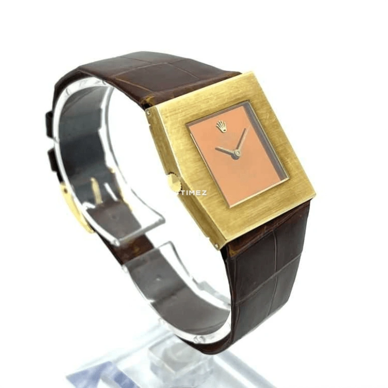 Rolex,Cellini 28mm,28mm,Yellow Gold,Brown,Handwound,Sapphire,Crystal Glass,Other,4017 YG