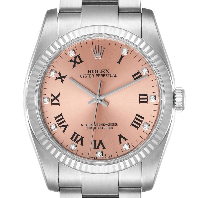 Rolex,Oyster Perpetual 36mm,36mm,White Gold,Oystersteel,Pink,Automatic,48hours,In-house Caliber,116034,116034-0009
