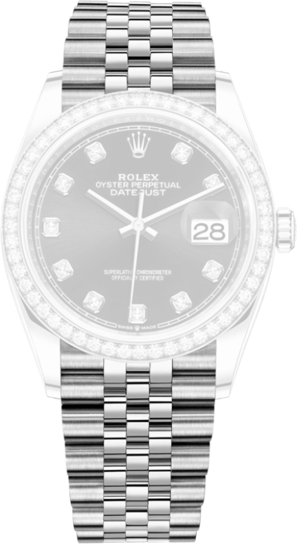 Rolex,Datejust 36 36mm,36mm,White Gold,Stainless Steel,Black,Automatic,Day,70hours,126284RBR,126284RBR-0019