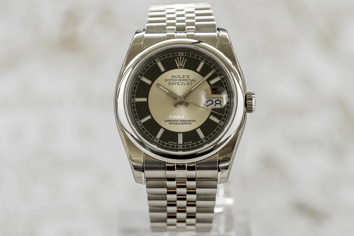 Rolex,Datejust 36 36mm,36mm,Stainless Steel,Black,Silver,Automatic,Day,48hours,116200 Black Tuxedo Jubilee