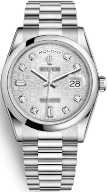 Rolex,Day-Date 36 36mm,36mm,Platinum,Silver,Automatic,Date,Day,118206,118206-0048