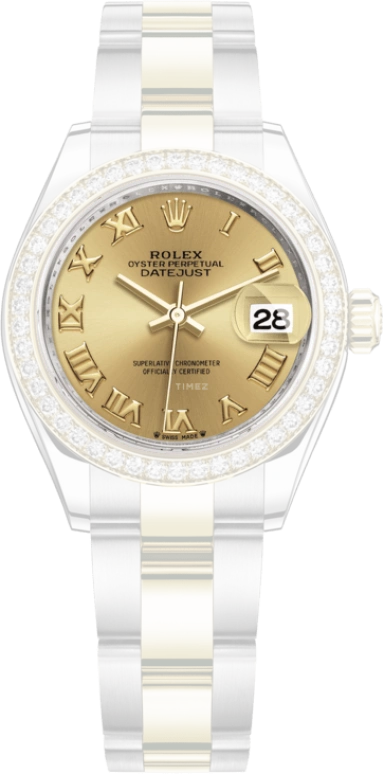 Rolex,Lady-Datejust 28mm,28mm,Yellow Gold,Oystersteel,Champagne,Automatic,Day,55hours,279383RBR,279383RBR-0010