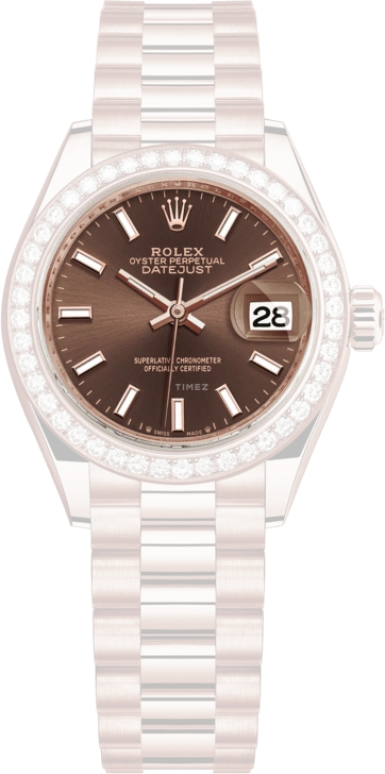 Rolex,Lady-Datejust 28mm,28mm,Rose Gold,Brown,Automatic,Day,55hours,279135RBR,279135RBR-0005