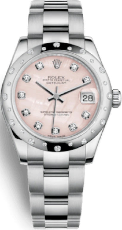 Rolex,Datejust 31 31mm,31mm,White Gold,Stainless Steel,Pink,Automatic,Day,48hours,178344,178344-0070