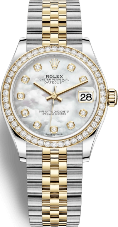 Rolex,Datejust 31 31mm,31mm,Yellow Gold,Stainless Steel,White,Automatic,Day,55hours,278383RBR,278383RBR-0028