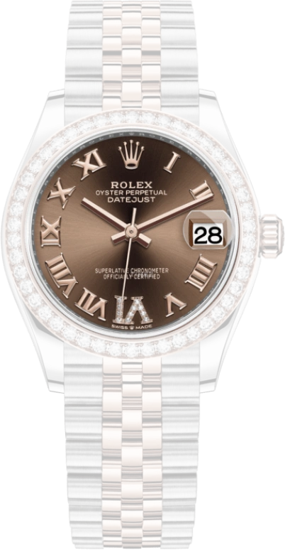 Rolex,Datejust 31 31mm,31mm,Rose Gold,Stainless Steel,Brown,Automatic,Day,55hours,278381RBR,278381RBR-0006