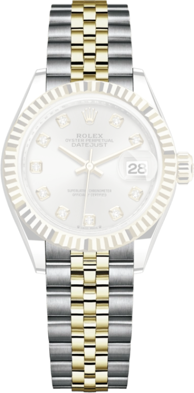 Rolex,Lady-Datejust 28mm,28mm,Yellow Gold,Stainless Steel,Silver,Automatic,Day,55hours,279173,279173-0007