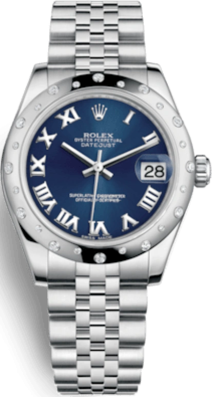 Rolex,Datejust 31 31mm,31mm,White Gold,Stainless Steel,Blue,Automatic,Day,48hours,178344,178344-0035