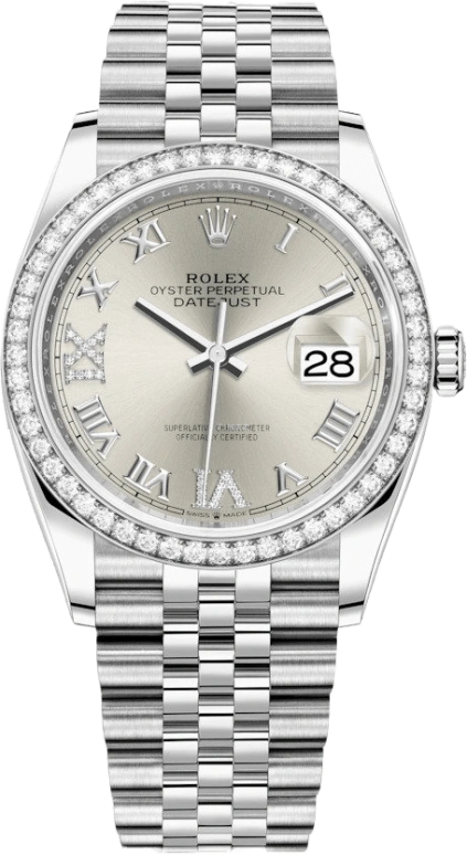 Rolex,Datejust 36 36mm,36mm,White Gold,Oystersteel,Silver,Automatic,Day,70hours,126284RBR,126284RBR-0021