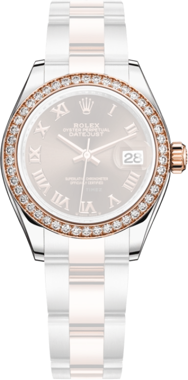 Rolex,Lady-Datejust 28mm,28mm,Rose Gold,Stainless Steel,Brown,Chocolate,Automatic,Day,55hours,279381RBR,279381RBR-0010