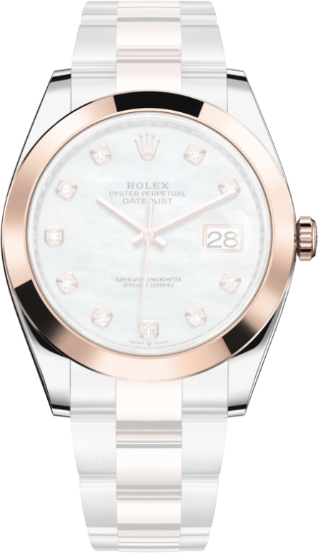 Rolex,Datejust 41 41mm,41mm,Rose Gold,Stainless Steel,White,Automatic,Day,70hours,126301,126301-0013