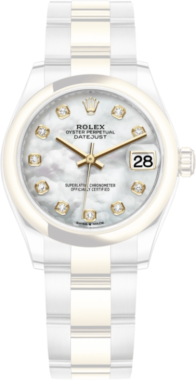 Rolex,Datejust 31 31mm,31mm,Yellow Gold,Stainless Steel,White,Automatic,Day,55hours,278243,278243-0027