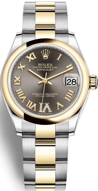 Rolex,Datejust 31 31mm,31mm,Yellow Gold,Stainless Steel,Grey,Automatic,Day,55hours,278243,278243-0017