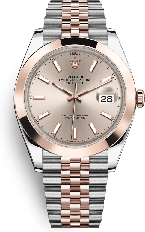 Rolex,Datejust 41 41mm,41mm,Rose Gold,Stainless Steel,Pink,Automatic,Day,70hours,126301,126301-0010