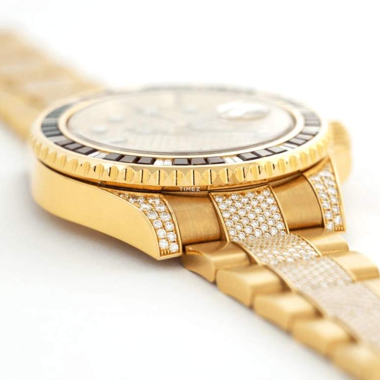 Rolex,GMT-Master II 40mm,40mm,Yellow Gold,Silver,Gold,Automatic,Day,Dule Time,116758SARU,116758SARU-Pave Diamond
