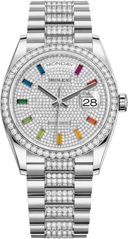 Rolex,Day-Date 36 36mm,36mm,White Gold,Automatic,Date,Day,128349RBR,128349RBR-0012