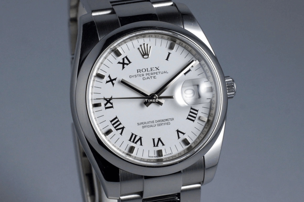 Rolex,Oyster Perpetual 34mm,34mm,Stainless Steel,White,Automatic,Day,48hours,115200 VI