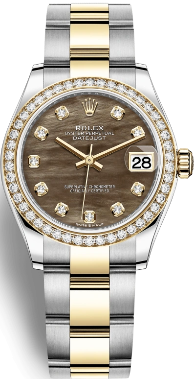 Rolex,Datejust 31 31mm,31mm,Yellow Gold,Stainless Steel,Black,Automatic,Day,55hours,278383RBR,278383RBR-0023