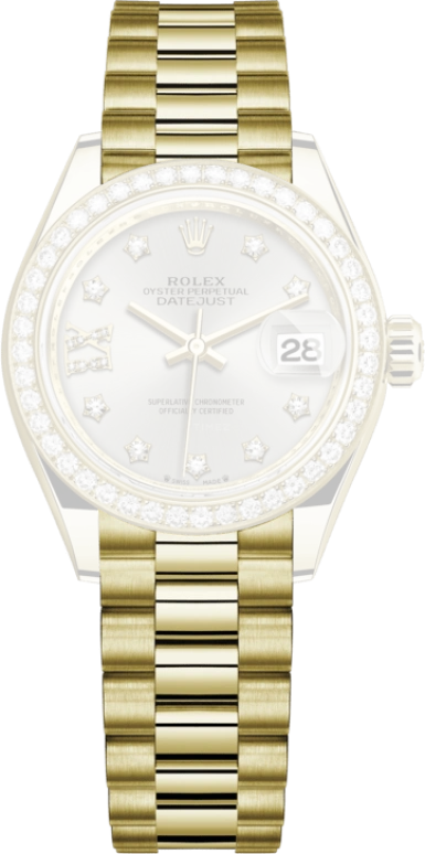 Rolex,Lady-Datejust 28mm,28mm,Yellow Gold,Silver,Automatic,Day,55hours,279138RBR,279138RBR-0001
