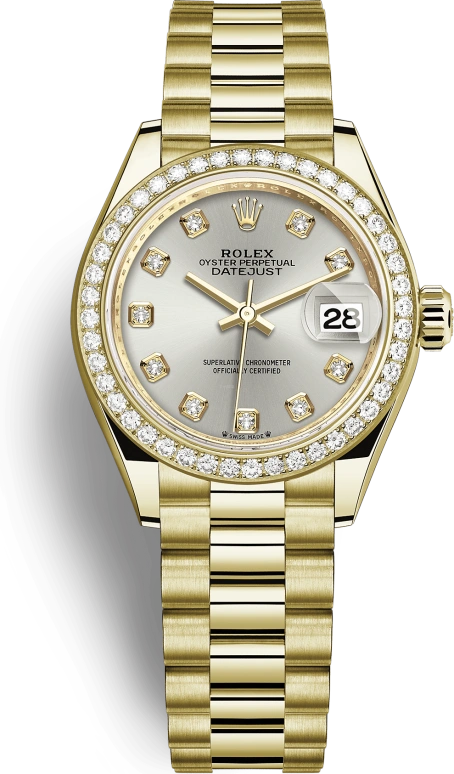 Rolex,Lady-Datejust 28mm,28mm,Yellow Gold,Silver,Automatic,Day,55hours,279138RBR,279138RBR-0019