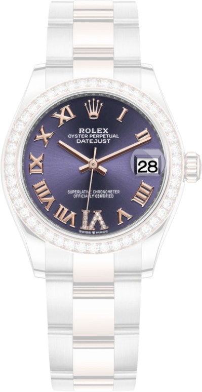 Rolex,Datejust 31 31mm,31mm,Rose Gold,Stainless Steel,Purple,Automatic,Day,55hours,278381RBR,278381RBR-0019