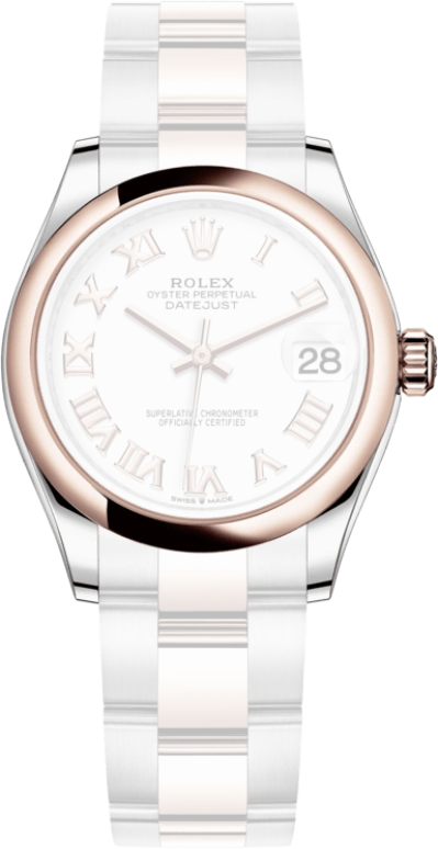 Rolex,Datejust 31 31mm,31mm,Rose Gold,Stainless Steel,White,Automatic,Day,55hours,278241,278241-0001