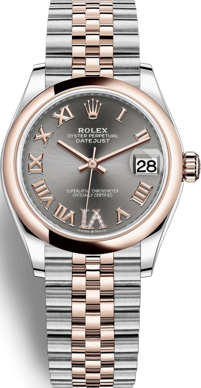 Rolex,Datejust 31 31mm,31mm,Rose Gold,Stainless Steel,Grey,Automatic,Day,55hours,278241,278241-0030