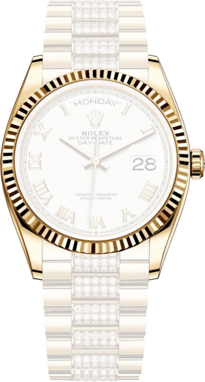 Rolex,Day-Date 36 36mm,36mm,Yellow Gold,White,Automatic,Date,Day,128238,128238-0077