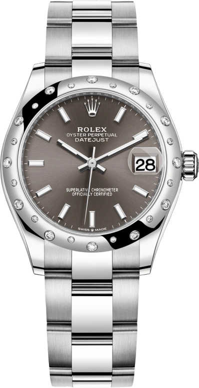 Rolex,Datejust 31 31mm,31mm,White Gold,Stainless Steel,Grey,Automatic,Day,55hours,278344RBR,278344RBR-0017