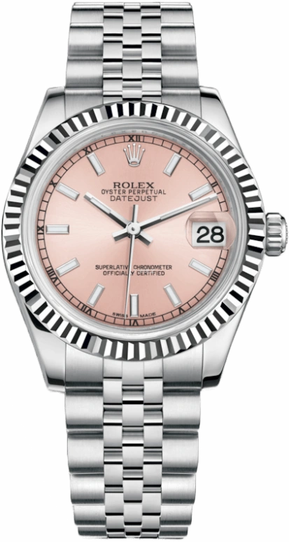 Rolex,Datejust 31 31mm,31mm,White Gold,Stainless Steel,Pink,Automatic,Day,48hours,178274,178274-0012
