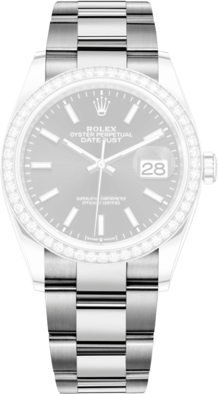 Rolex,Datejust 36 36mm,36mm,White Gold,Stainless Steel,Black,Automatic,Day,70hours,126284RBR,126284RBR-0008